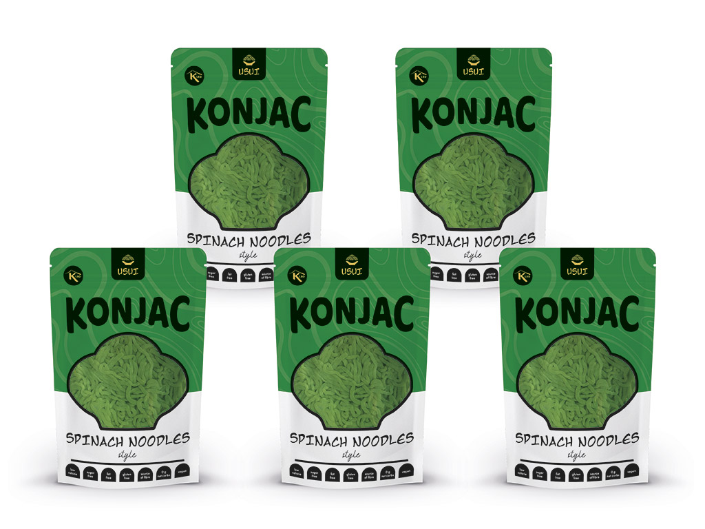 USUI Konjakové nudle se špenátem bez sacharidů 4+1 | 5 x 270 g