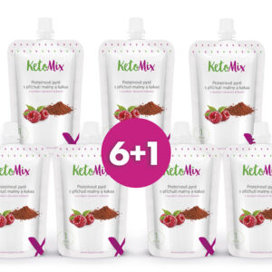 KetoMix Proteinové pyré s příchutí maliny a kakaa | 7 x 100 g