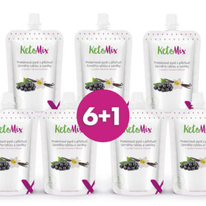 KetoMix Proteinové pyré s příchutí černého rybízu a vanilky | 7 x 100 g