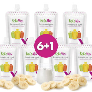 KetoMix Proteinové pyré s příchutí banán a jogurt | 7 x 100 g