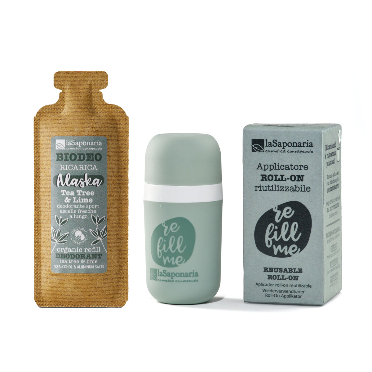 laSaponaria Zvýhodněná sada Aplikátor na roll-on deodorant + náplň Alaska (40 ml) - svěží unisex vůně