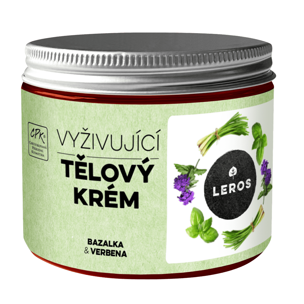 LEROS Tělový krém BIO (200 ml) - Bazalka & verbena - s olejem z vlašských ořechů a meruňky