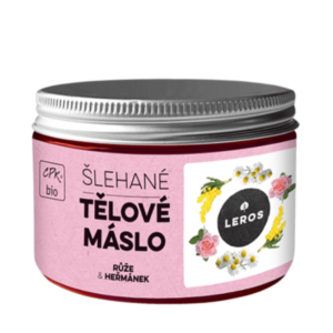 LEROS Šlehané tělové máslo BIO (150 ml) - Růže & heřmánek - II. jakost - nezanechává mastný film