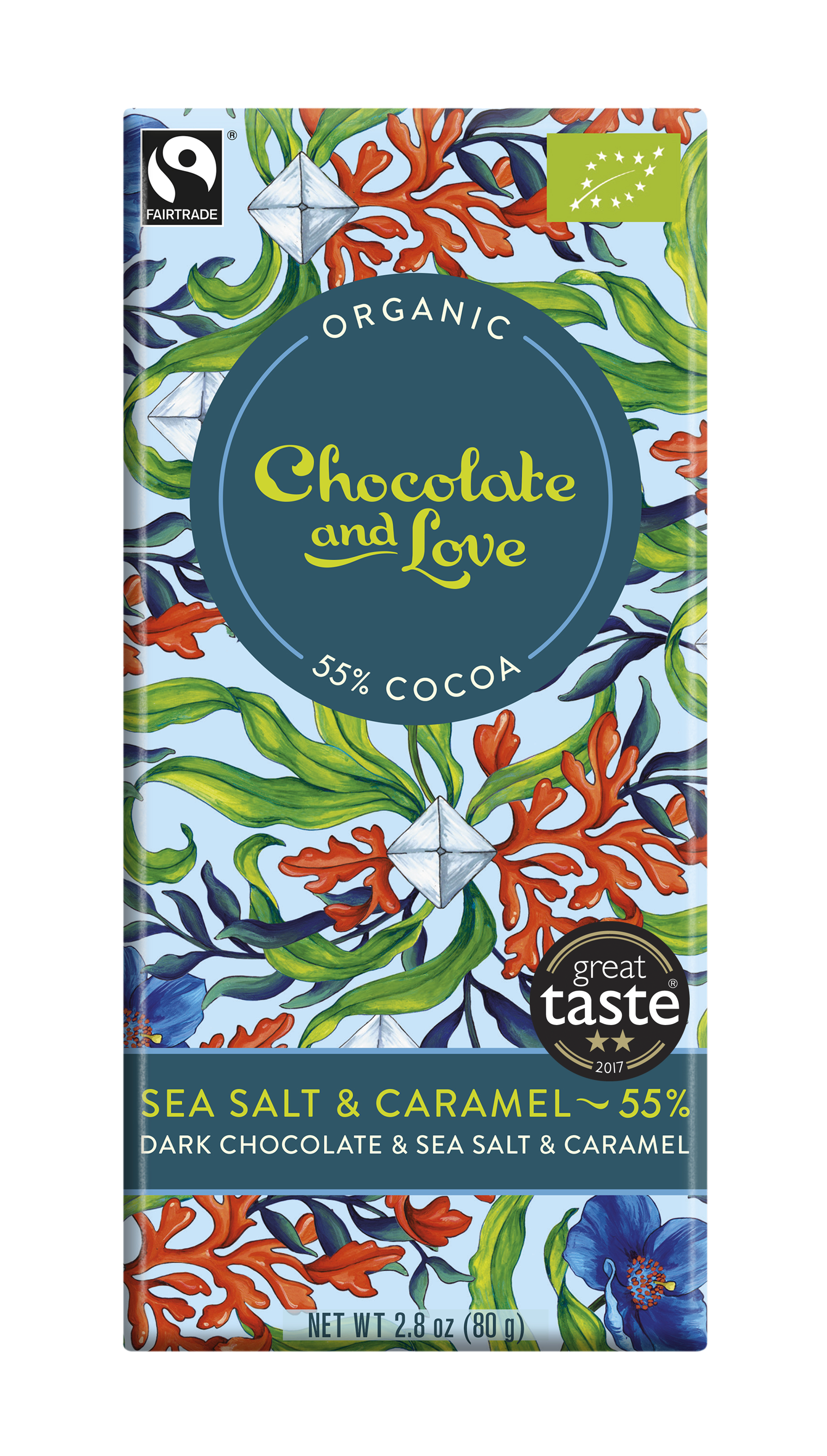 Chocolate and Love Tmavá čokoláda Sea Salt & Caramel 55% BIO (80 g) - min. trv. 3/2025