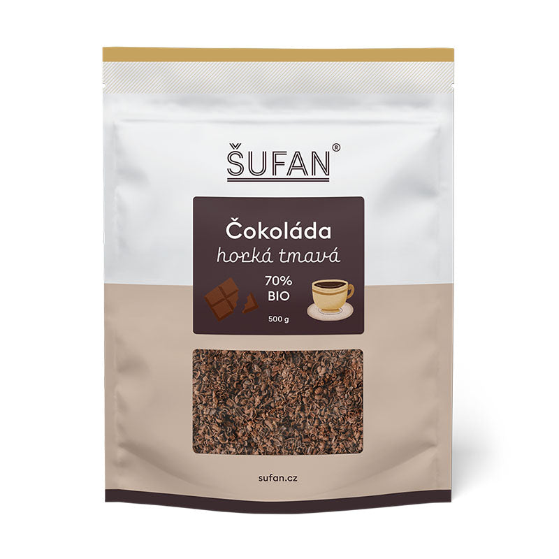 Šufan Horká tmavá čokoláda 70% BIO (500 g) - Peru - slazená třtinovou šťávou