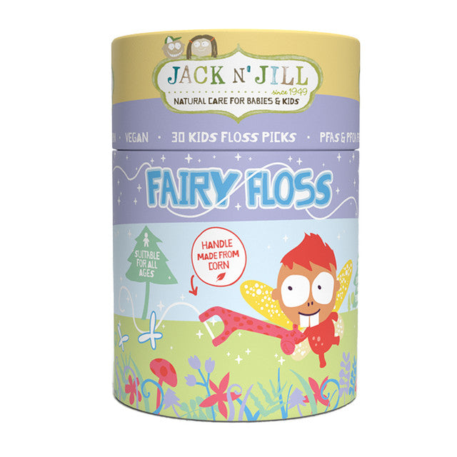 Jack n' Jill Zubní nit pro děti Fairy Floss (30 ks) - s držátkem ve tvaru žirafy