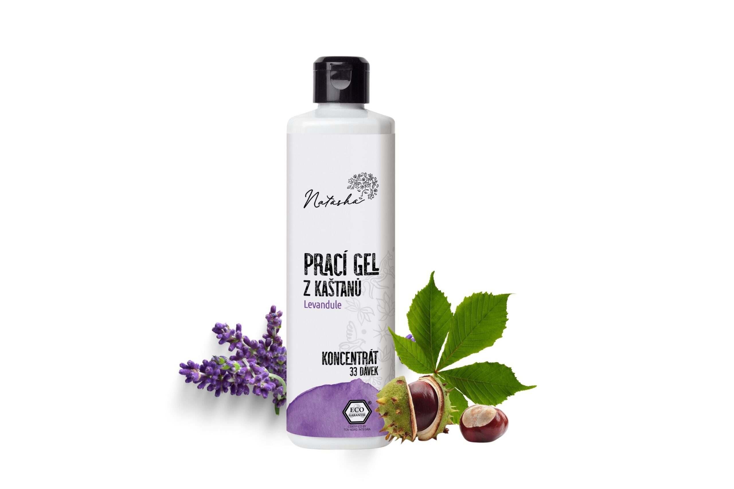 Natasha Prací gel z kaštanů Levandule - koncentrát - 500 ml - 33 pracích dávek v 500 ml