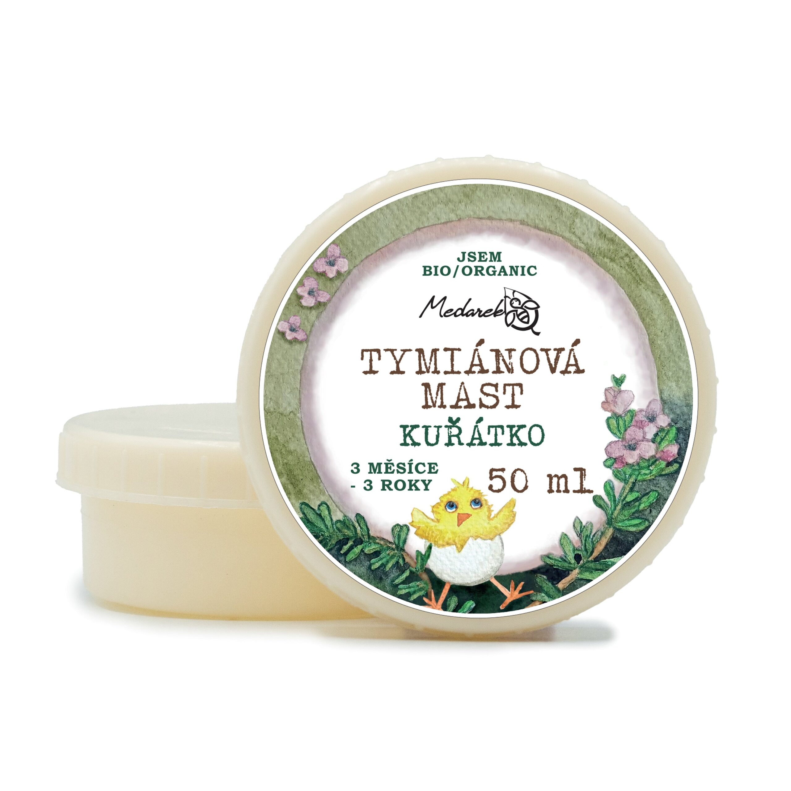 Medarek Tymiánová mast pro děti od 3 měsíců do 3 let - Kuřátko (50 ml) - voňavý pomocník při nachlazení