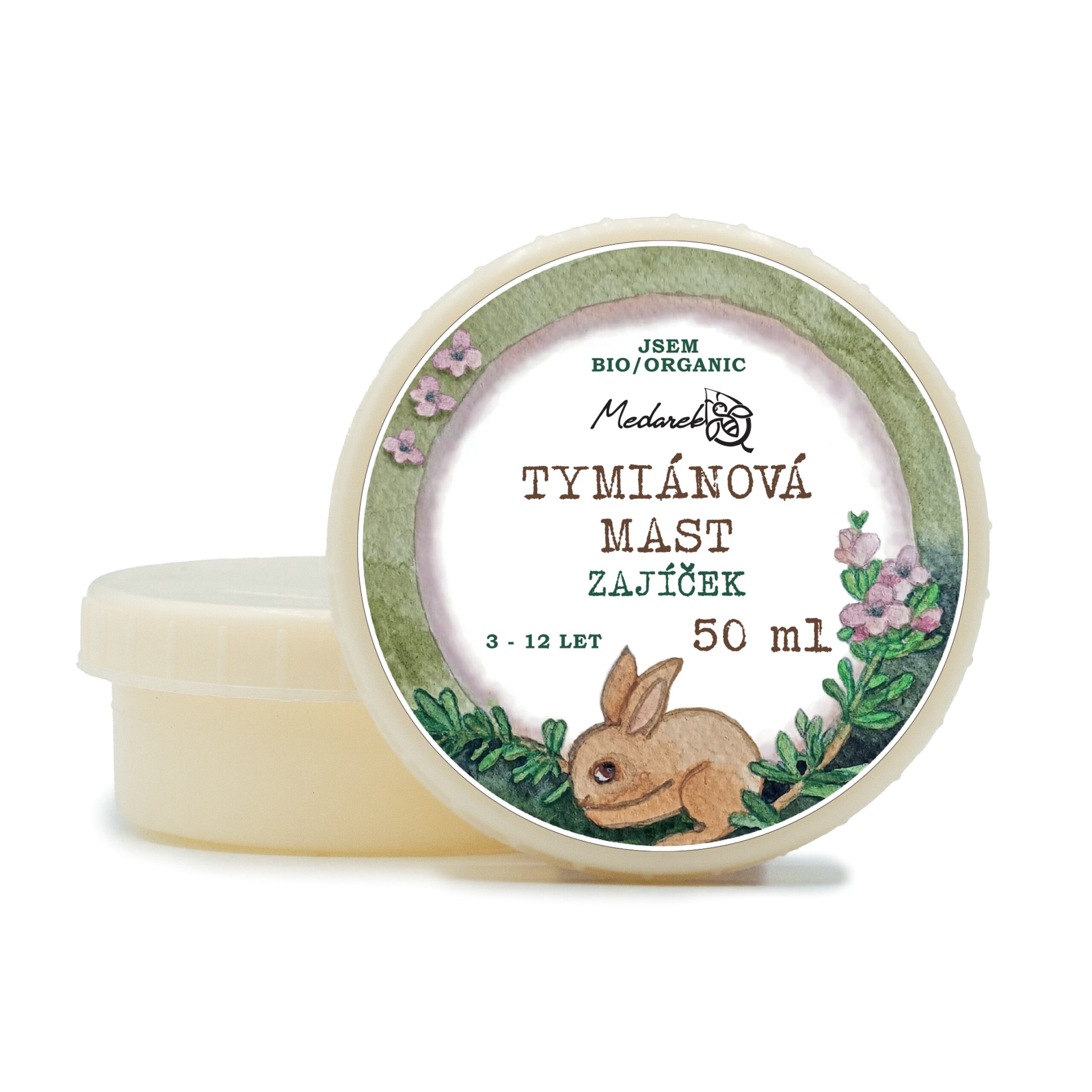Medarek Tymiánová mast pro děti od 3 do 12 let - Zajíček (50 ml) - voňavý pomocník při nachlazení