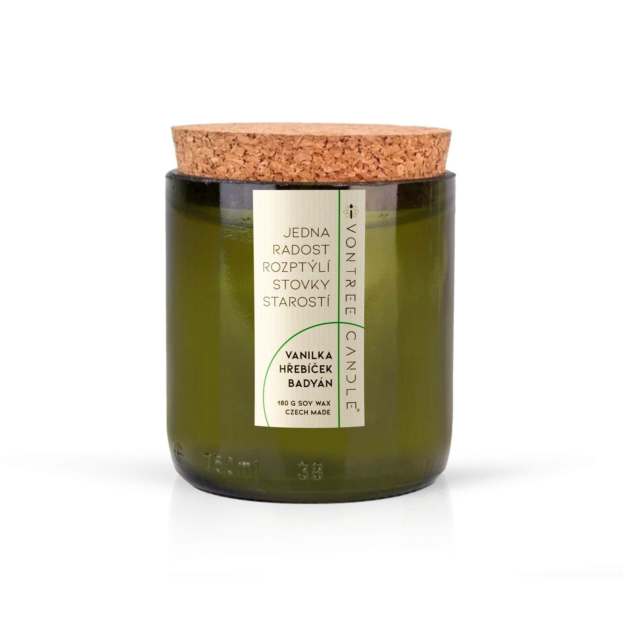 VonTree Candle Vonná svíčka ve vinné lahvi (250 ml) - Vanilka