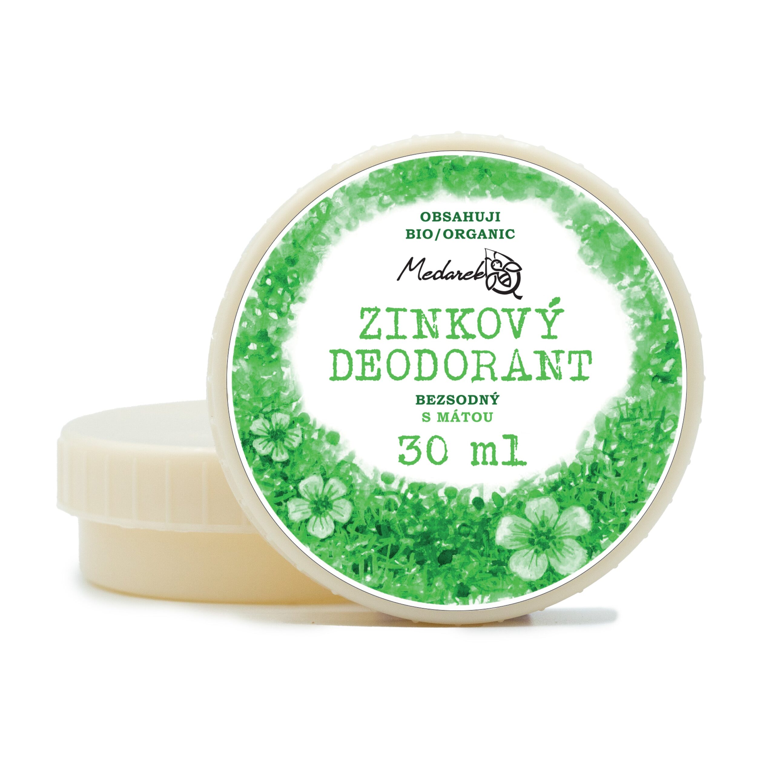 Medarek Krémový deodorant zinkový bez sody - Sladká máta (30 ml) - svěží vůně pro ženy i muže