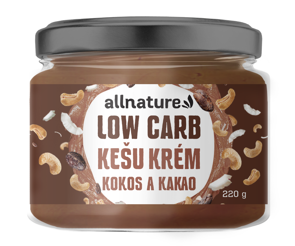 Allnature Kešu krém LOW carb - kokos a kakao (220 g) - bohatý na vitamíny a zdravé tuky