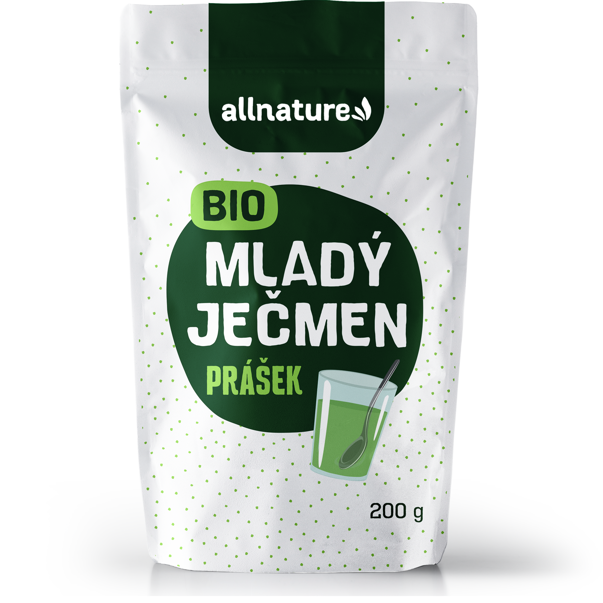 Allnature Mladý ječmen prášek BIO - 200 g - bohatý na vitamíny a minerály
