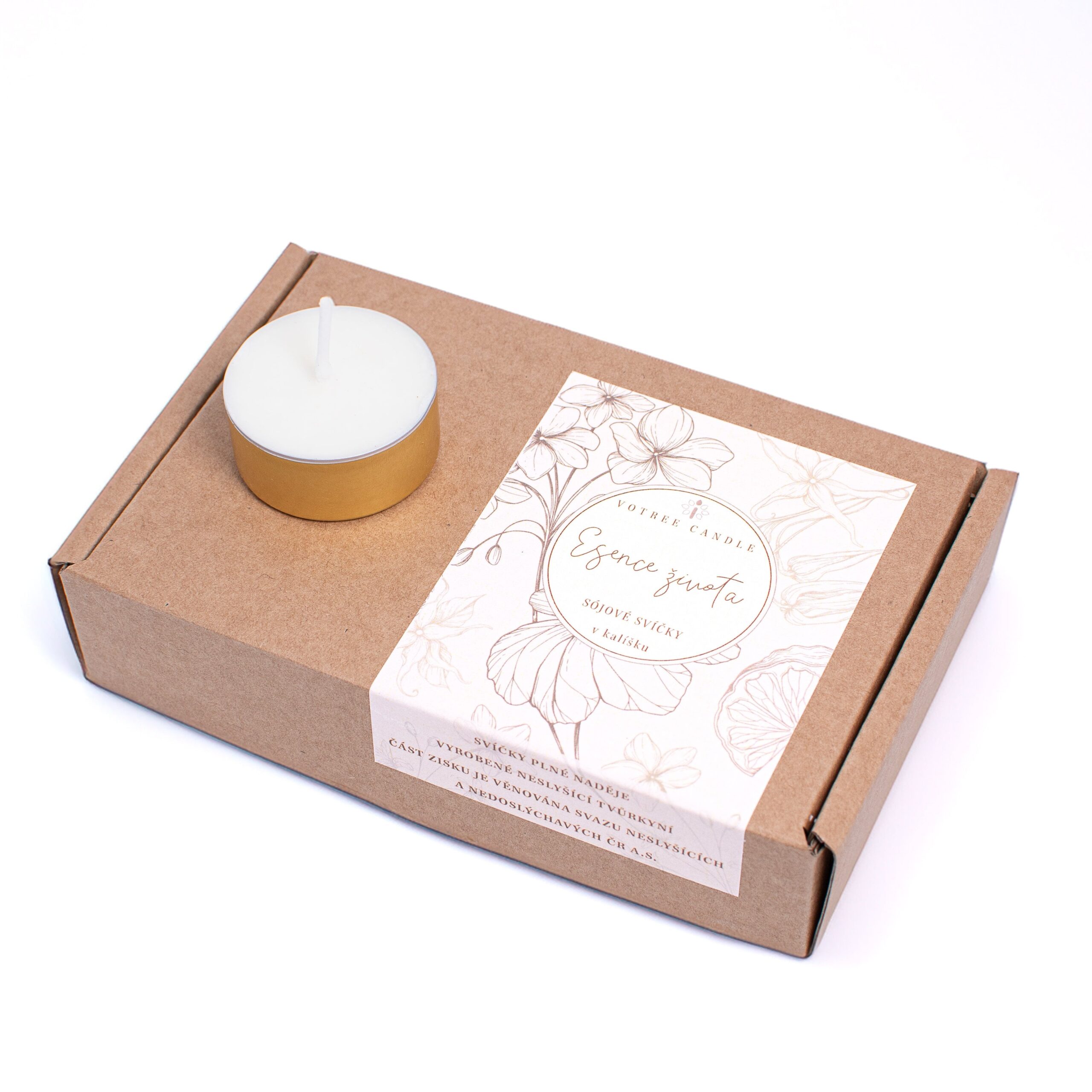 VonTree Candle Sada čajových svíček ze sójového vosku - bez vůně - 6 ks - ručně vyrobené v česku