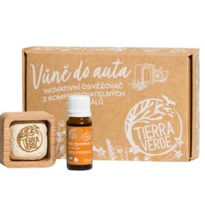 Tierra Verde Sada Difuzér do auta + Esenciální olej Pomeranč BIO - maximálně udržitelné řešení